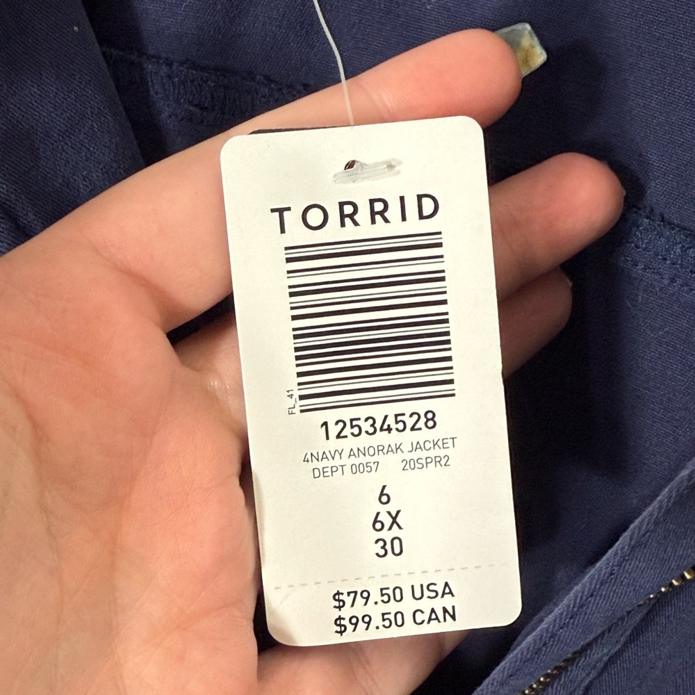 Torrid Navy Zip Up‎ Anorak Jacket Plus Size 6X - Picture 2 of 9